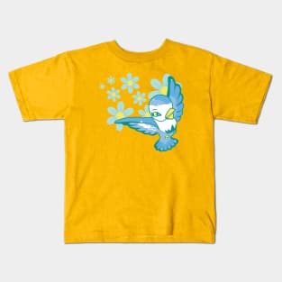 Vintage Porcelain Bird with Flowers Kids T-Shirt